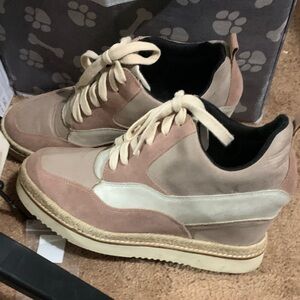 Platform Casual Sneakers in Blush and Cream
